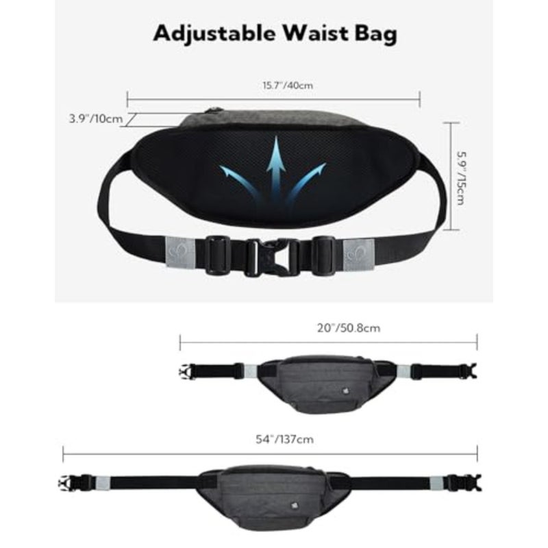 Large Fanny Pack for Men Women hiking waist bag, carries all phones, running walking traveling - Image 5