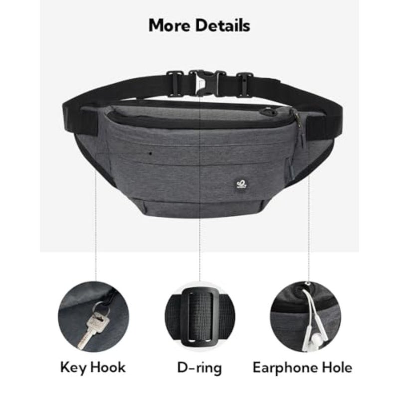 Large Fanny Pack for Men Women hiking waist bag, carries all phones, running walking traveling - Image 4