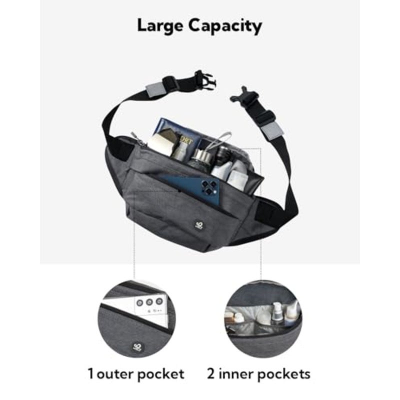 Large Fanny Pack for Men Women hiking waist bag, carries all phones, running walking traveling - Image 3