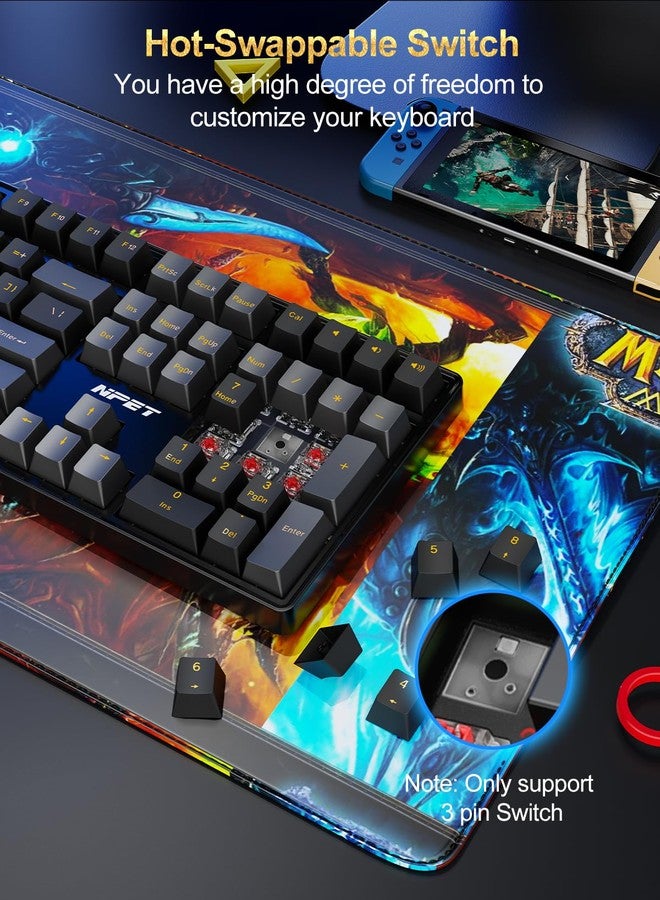 NPET CR108 108 Key RGB Gaming Mechanical Keyboard with Hot Swappable Linear Red Switches, 4 Custom Hotkeys, Anti-Ghosting and Per Key Backlit, Full Size Wired Keyboard for PC(Black) - Image 5