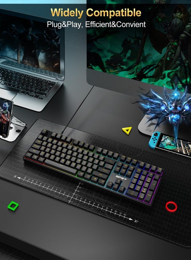 NPET CR108 108 Key RGB Gaming Mechanical Keyboard with Hot Swappable Linear Red Switches, 4 Custom Hotkeys, Anti-Ghosting and Per Key Backlit, Full Size Wired Keyboard for PC(Black) - Image 4