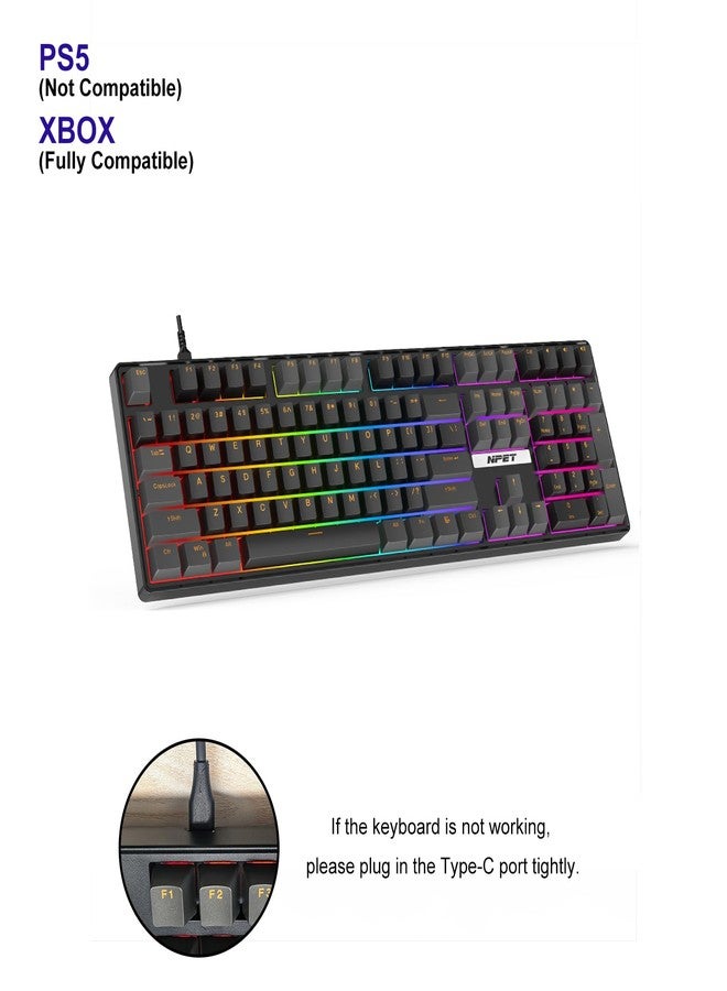 NPET CR108 108 Key RGB Gaming Mechanical Keyboard with Hot Swappable Linear Red Switches, 4 Custom Hotkeys, Anti-Ghosting and Per Key Backlit, Full Size Wired Keyboard for PC(Black) - Image 2