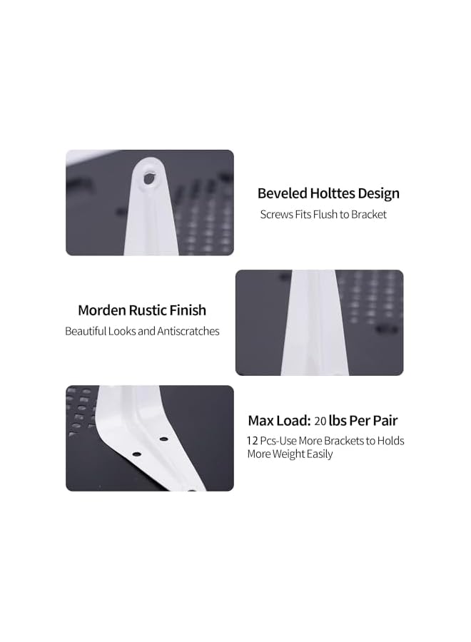 The Bros Floating Shelf Brackets, 12 Pcs Wall Shelf Brackets 4 Inch, Heavy Duty L Bracket Corner Brace Support, Metal Joint Angle Bracket for Hanging, Floating Shelves Bracket for Shelf with Screws - Image 2