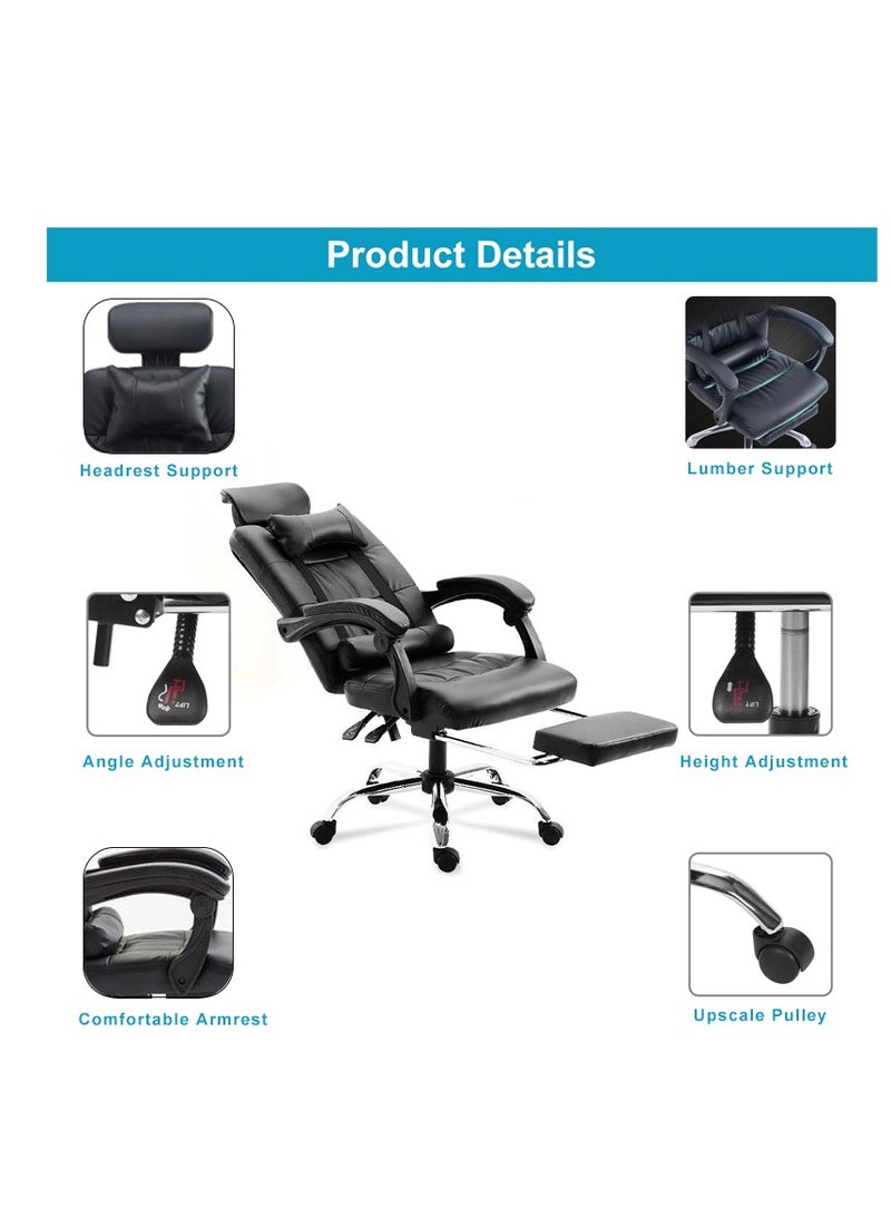 ZUIHAO Office Chair - Adjustable Lumbar Support Heavy Duty Metal Base Quiet Rubber Wheels High Back Large Executive Computer Desk Swivel Chair, Ergonomic Design for Back Pain - Image 5