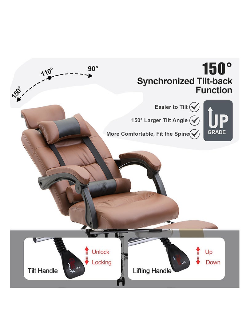 ZUIHAO Office Chair - Adjustable Lumbar Support Heavy Duty Metal Base Quiet Rubber Wheels High Back Large Executive Computer Desk Swivel Chair, Ergonomic Design for Back Pain - Image 2