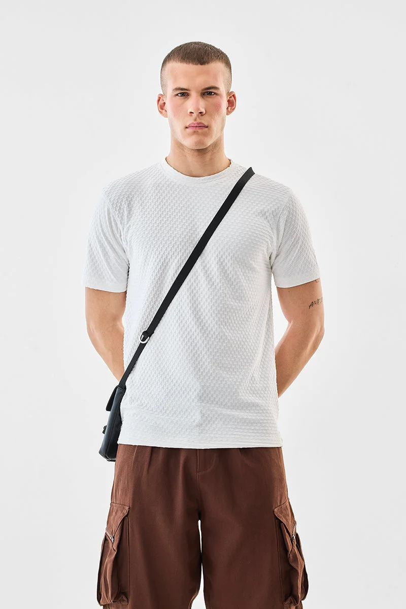 SNITCH Textured Stretch Regular Fit T-Shirt