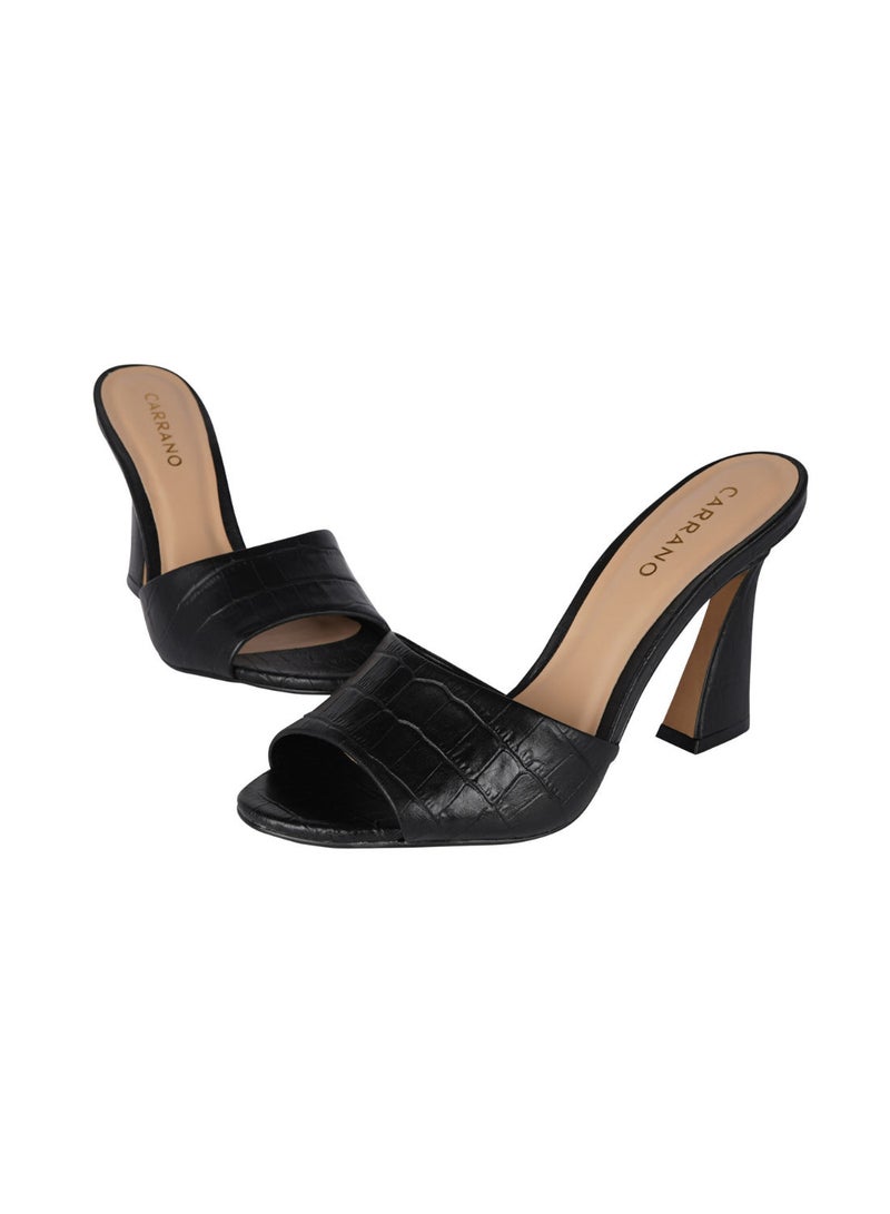 Carrano Ladies Open Mule Classic Leather Fancy High Heel 387002B Cab0302 - Image 2