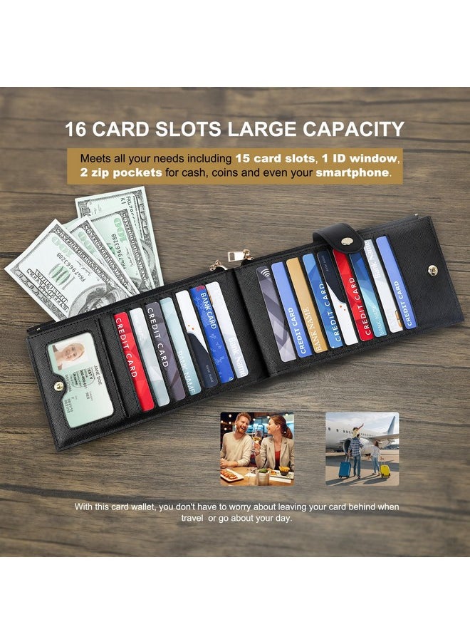 Travelambo - Rfid Wallet Women Large Size Bifold Multi Card Wallet Case With Zipper Pocke Credit Card Holder For Women - Image 1