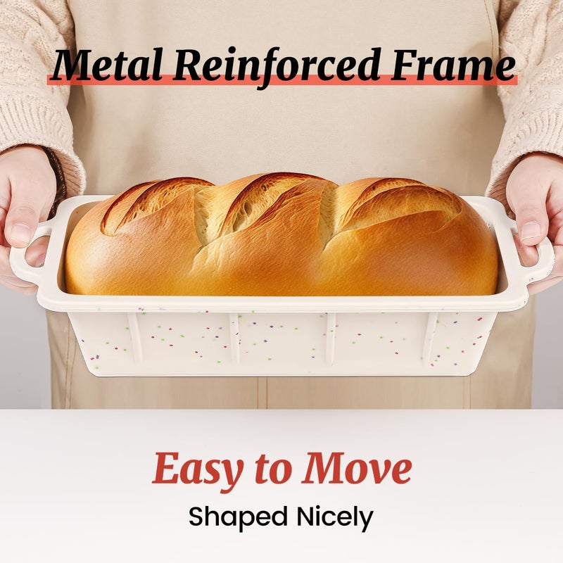 CAKETIME Silicone Bread Loaf Pan, Metal Reinforced Frame Nonstick 10x4.8x2.3 inch Silicone Loaf Pans for Baking Homemade Loaf, Bread, Meatloaf BPA Free 2 Pack - Image 5