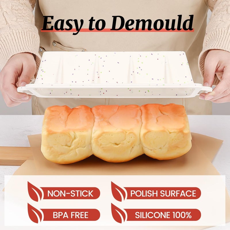 CAKETIME Silicone Bread Loaf Pan, Metal Reinforced Frame Nonstick 10x4.8x2.3 inch Silicone Loaf Pans for Baking Homemade Loaf, Bread, Meatloaf BPA Free 2 Pack - Image 4