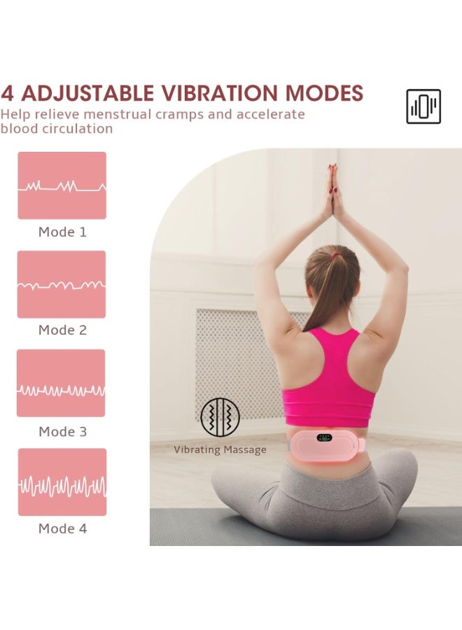 حزام التدفئة والتدليك لتخفيف آلام الدورة الشهرية والبطن بـ 3 مستويات حرارة و4 أوضاع اهتزاز وسادة حرارية لاسلكية ومريحة للعناية بالمرأة باللون الوردي - Image 4