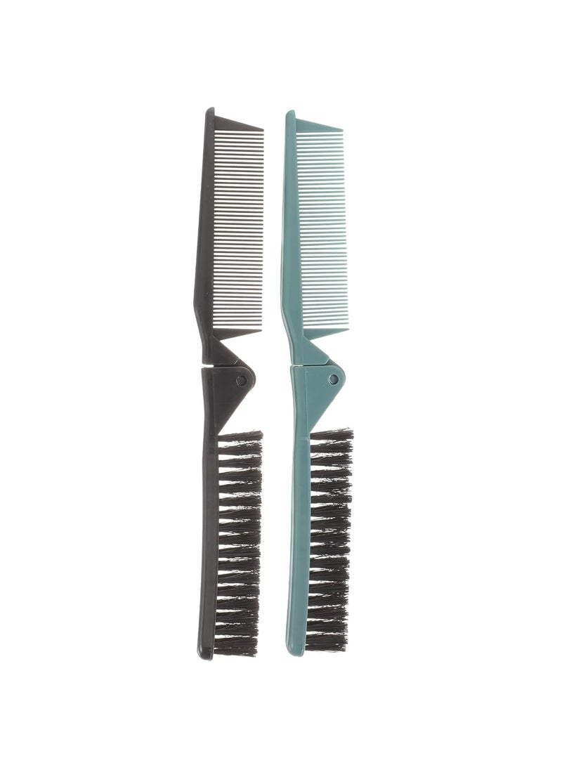 Healeved - Healeved 2PCS Double Headed Foldable Hair Brush Detangler Comb Detangling Comb Compact Hair Brush Folding Hair Combs Travel Comb Pocket Hair Comb Folding Hair Brush Folding Comb - Image 1