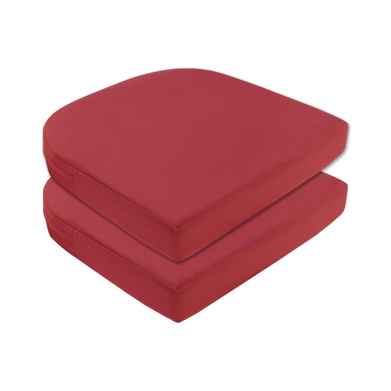 Topotdor Outdoor Chair Cushions for Patio FurnitureWaterproof Patio Chair Cushions Set of 2IndoorOutdoor Round Corner Chair Seat Cushion with Ties17x16x2 Red - Image 2