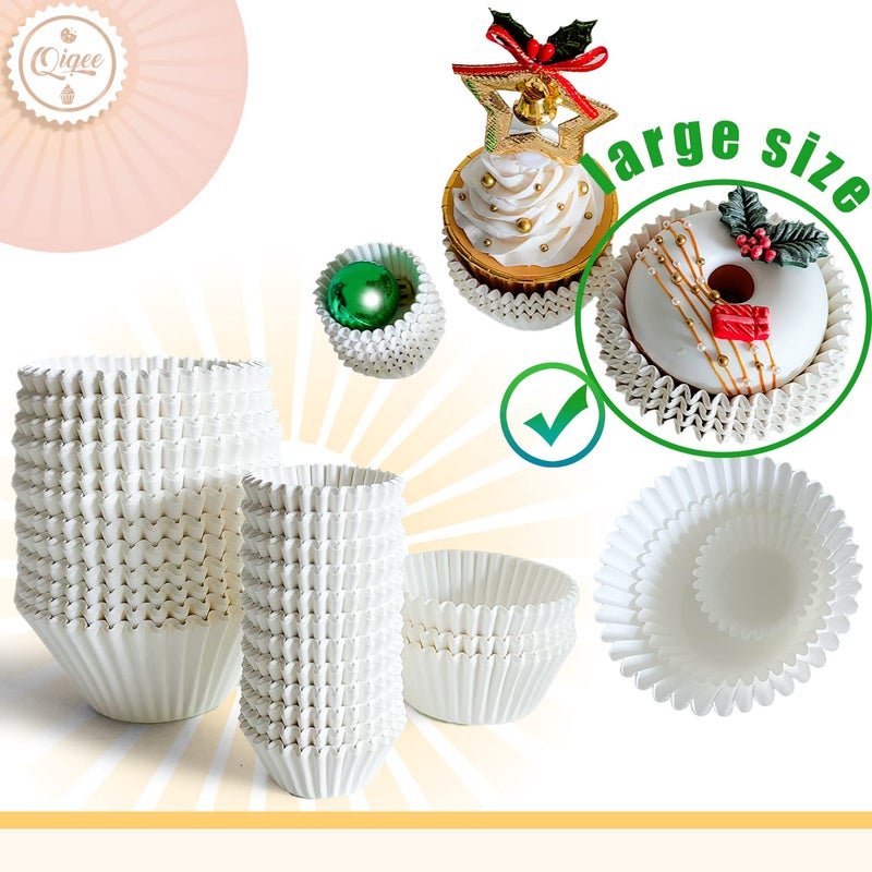 qiqee 300 Count Jumbo Cupcake Liners White Muffin Liners Food Grade Baking Cups Paper No Smellsï¼ˆLarge Sizeï¼‰ - Image 4