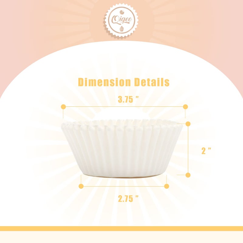 qiqee 300 Count Jumbo Cupcake Liners White Muffin Liners Food Grade Baking Cups Paper No Smellsï¼ˆLarge Sizeï¼‰ - Image 2