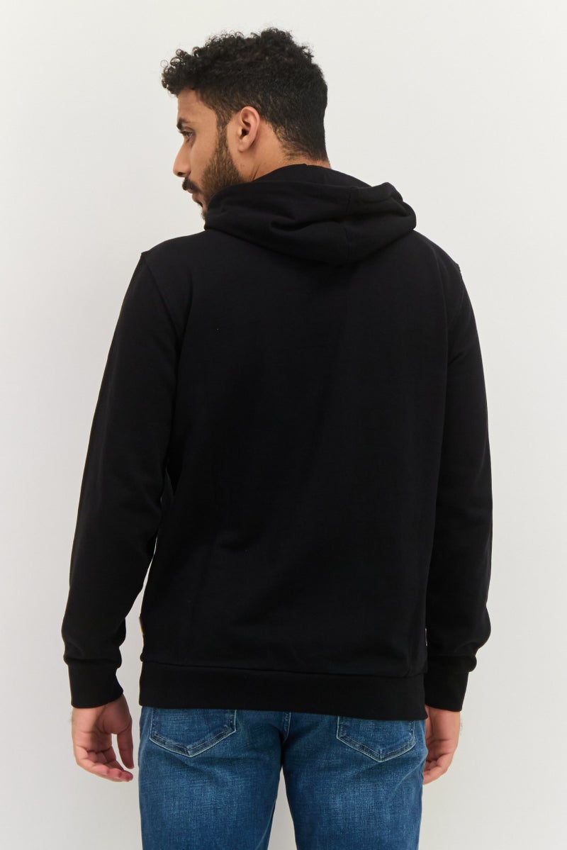 Gazzarrini Men Hooded Brand Logo Long Sleeves Sweatshirt, Black - Image 3