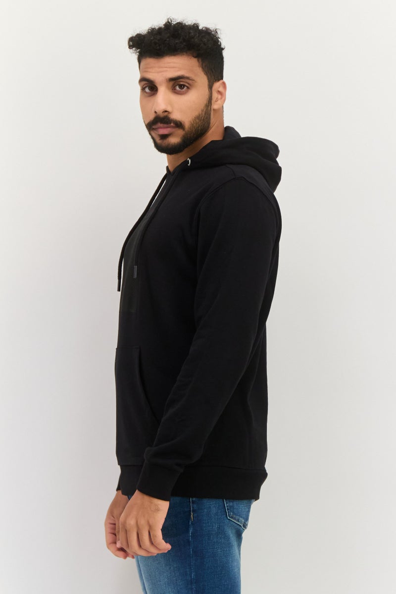 Gazzarrini Men Hooded Brand Logo Long Sleeves Sweatshirt, Black - Image 2
