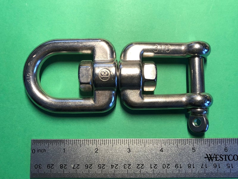 US Stainless Stainless Steel 316 Anchor Swivel Eye and Jaw 13mm (1/2") Marine Grade - Image 3