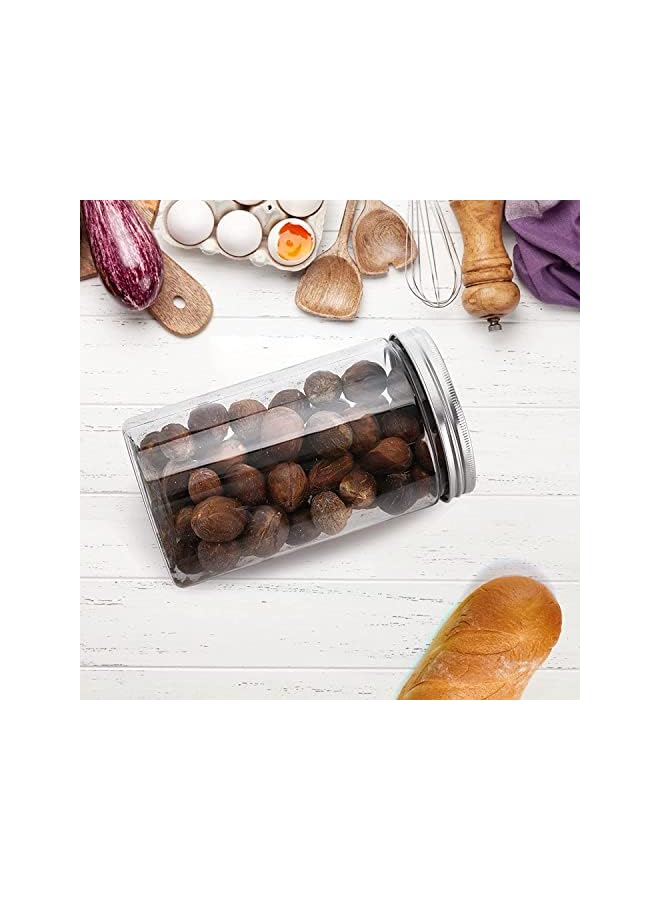 Green Tiger Clear Round Plastic Jars Bottles Containers with Silver Ribbed Lids, 30oz Straight Cylinders Storage Canisters for Food & Home Storage (12PACK) - Image 5