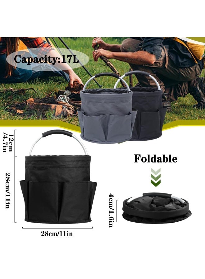 Cleaning Caddy with Handle 17L Cleaning Bucket Organiser Portable Multi Pocket Large Capacity Caddy Bag, Foldable Storage Basket Organiser for Home/Garden (Black) - Image 3