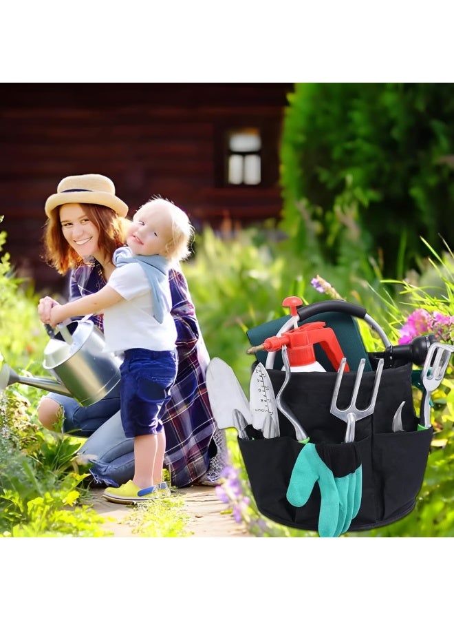 Cleaning Caddy with Handle 17L Cleaning Bucket Organiser Portable Multi Pocket Large Capacity Caddy Bag, Foldable Storage Basket Organiser for Home/Garden (Black) - Image 2