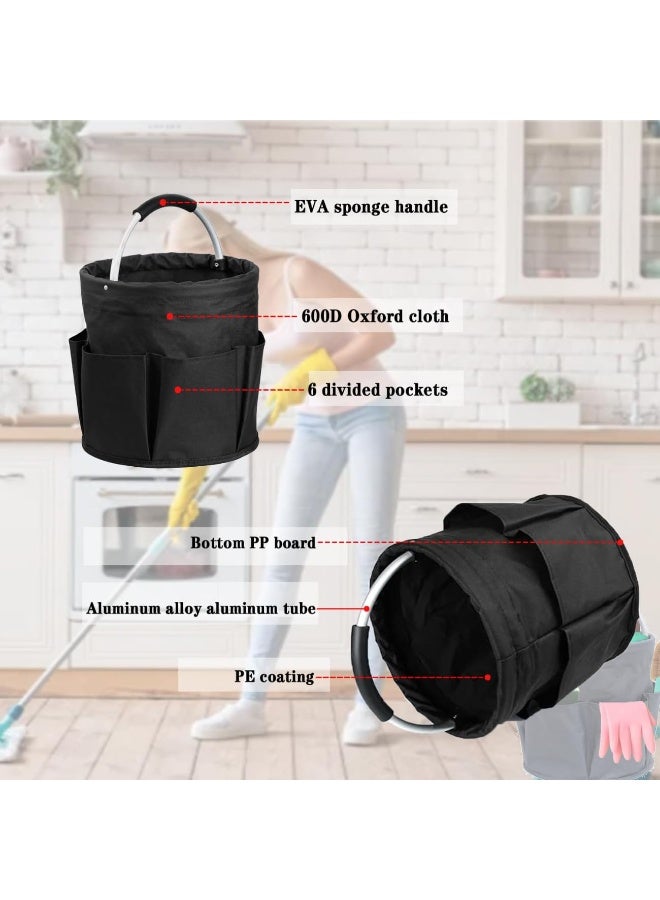 Cleaning Caddy with Handle 17L Cleaning Bucket Organiser Portable Multi Pocket Large Capacity Caddy Bag, Foldable Storage Basket Organiser for Home/Garden (Black) - Image 4