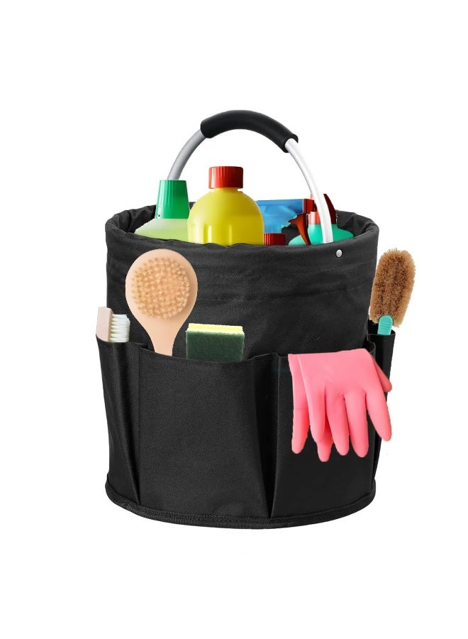 Cleaning Caddy with Handle 17L Cleaning Bucket Organiser Portable Multi Pocket Large Capacity Caddy Bag, Foldable Storage Basket Organiser for Home/Garden (Black) - Image 1