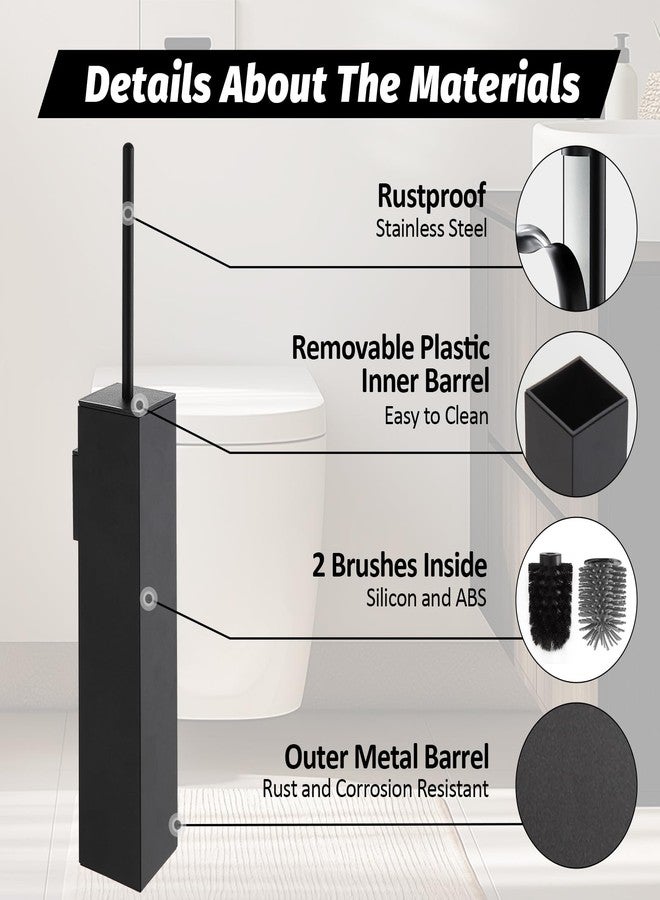 BGL Toilet Brush and Holder Set Matte Black Wall Mounted for Bathroom Square Design - Image 3