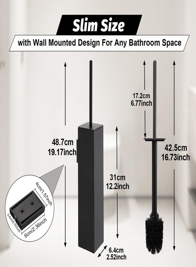 BGL Toilet Brush and Holder Set Matte Black Wall Mounted for Bathroom Square Design - Image 2
