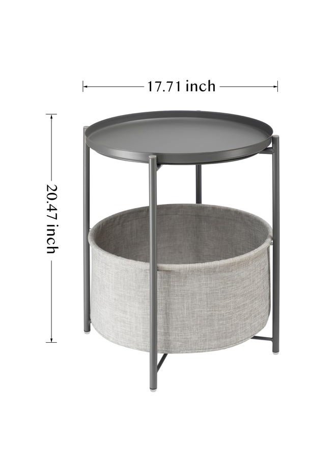 danpinera Table:, Metal, Gray, 17.71" D x 17.71" W x 20.4" H - Image 3