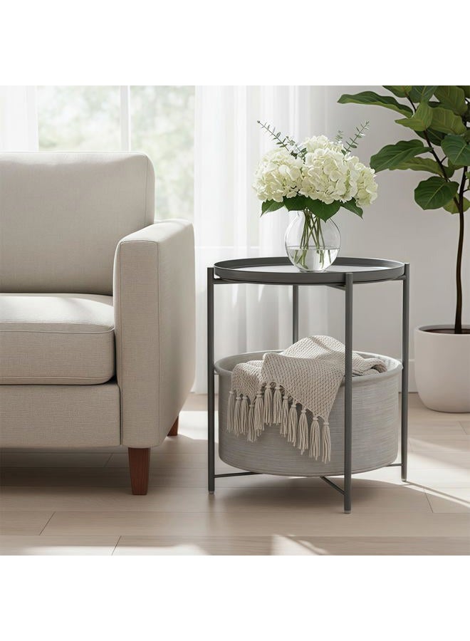 danpinera Table:, Metal, Gray, 17.71" D x 17.71" W x 20.4" H - Image 4