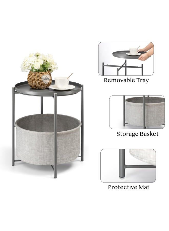danpinera Table:, Metal, Gray, 17.71" D x 17.71" W x 20.4" H - Image 2