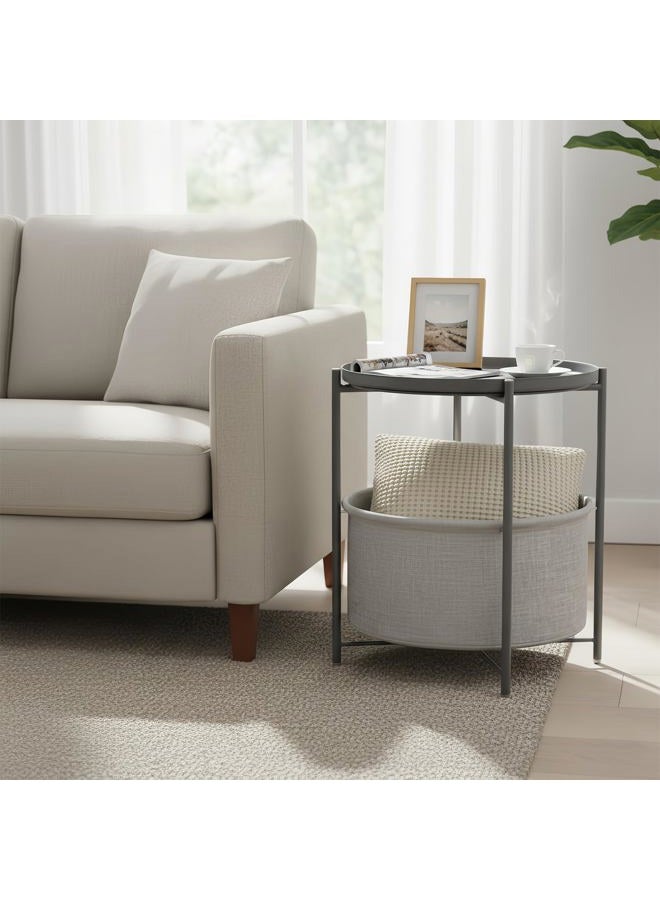 danpinera Table:, Metal, Gray, 17.71" D x 17.71" W x 20.4" H - Image 5