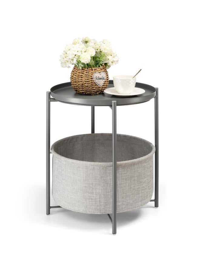 danpinera Table:, Metal, Gray, 17.71" D x 17.71" W x 20.4" H - Image 1