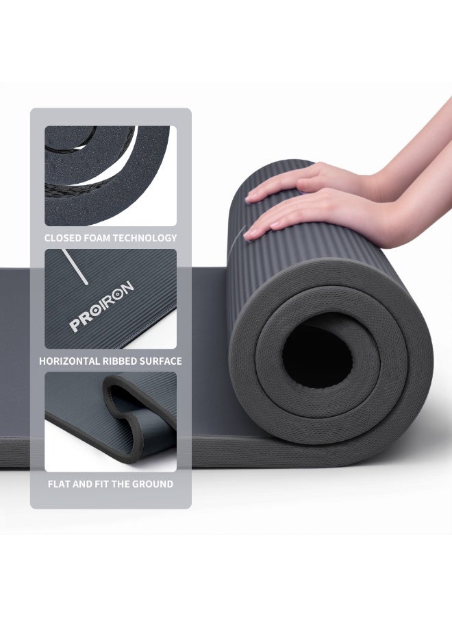 PROIRON حصيرة يوغا برو إيرون غير قابلة للانزلاق صديقة للبيئة NBR متعددة الاستخدامات بسماكة 10 مم حصيرة تمارين عالية الكثافة مقاومة للتمزق مع حزام حمل لليوغا والبيلاتس والجمباز - 183 سم × 66 سم × 1 سم - 4 ألوان - Image 4