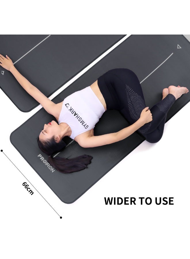 PROIRON حصيرة يوغا برو إيرون غير قابلة للانزلاق صديقة للبيئة NBR متعددة الاستخدامات بسماكة 10 مم حصيرة تمارين عالية الكثافة مقاومة للتمزق مع حزام حمل لليوغا والبيلاتس والجمباز - 183 سم × 66 سم × 1 سم - 4 ألوان - Image 2