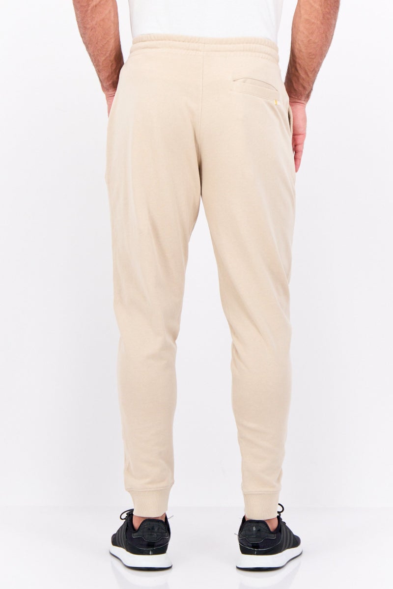 Gazzarrini سروال جوجرز للرجال بقصة عادية بشعار العلامة التجارية، بيج - Image 3