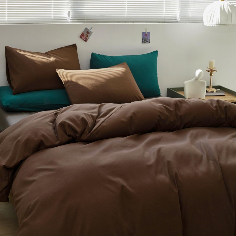 Karever Brown Comforter Set Queen Coffee Color Fledding Set 3 قطع كستناء اللون البني كل موسم بطانية مجموعة النساء القهوة بني لون خفيفة الوزن مجموعة كوين سرير القابل للتنفس المعزي - Image 4