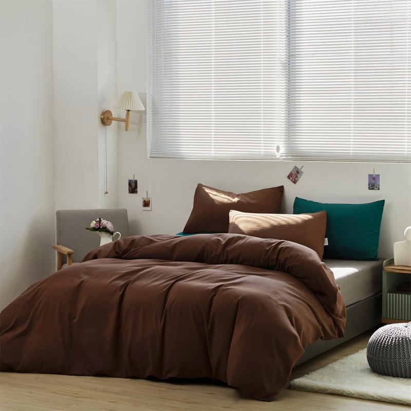 Karever Brown Comforter Set Queen Coffee Color Fledding Set 3 قطع كستناء اللون البني كل موسم بطانية مجموعة النساء القهوة بني لون خفيفة الوزن مجموعة كوين سرير القابل للتنفس المعزي - Image 5