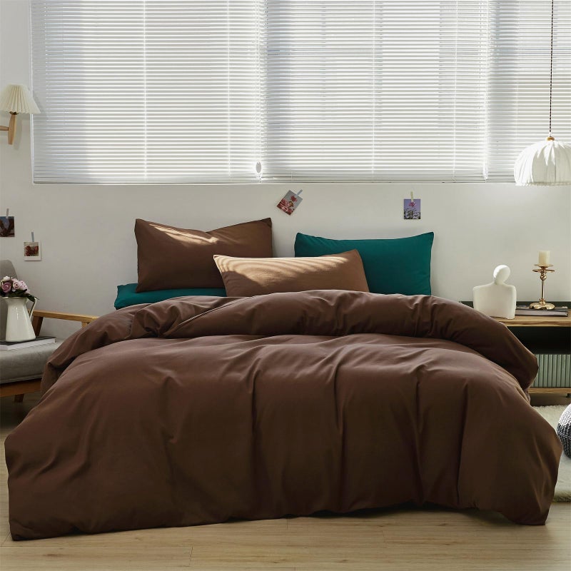 Karever Brown Comforter Set Queen Coffee Color Fledding Set 3 قطع كستناء اللون البني كل موسم بطانية مجموعة النساء القهوة بني لون خفيفة الوزن مجموعة كوين سرير القابل للتنفس المعزي - Image 2