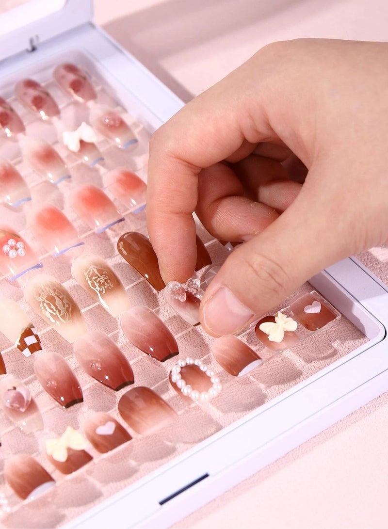 إسكدنيا صندوق تخزين أظافر شفاف مع شريط وحامل أكريليك نانو على الوجهين، مناسب لتخزين فن الأظافر والزخارف والهدايا للأصدقاء - Image 4