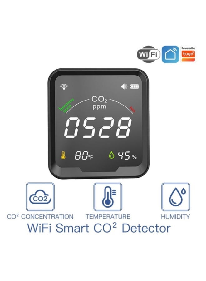 ارواق كاشف ذكي WiFi Tuya 3 في 1 لثاني أكسيد الكربون – جهاز مراقبة جودة الهواء مع مستشعر درجة الحرارة والرطوبة، شاشة رقمية، تحكم عبر تطبيق Smart Life، إنذار وساعة - Image 1