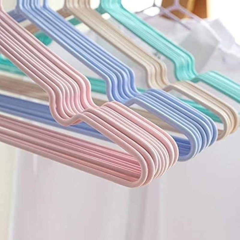Set Of 10 Pcs Clothes Hangers 40×20cm Non-Slip Metal Hangers – Durable Household Drying Rack, Space-Saving Closet Organizer for Shirts, Dresses & Jackets (Light Blue) - Image 2