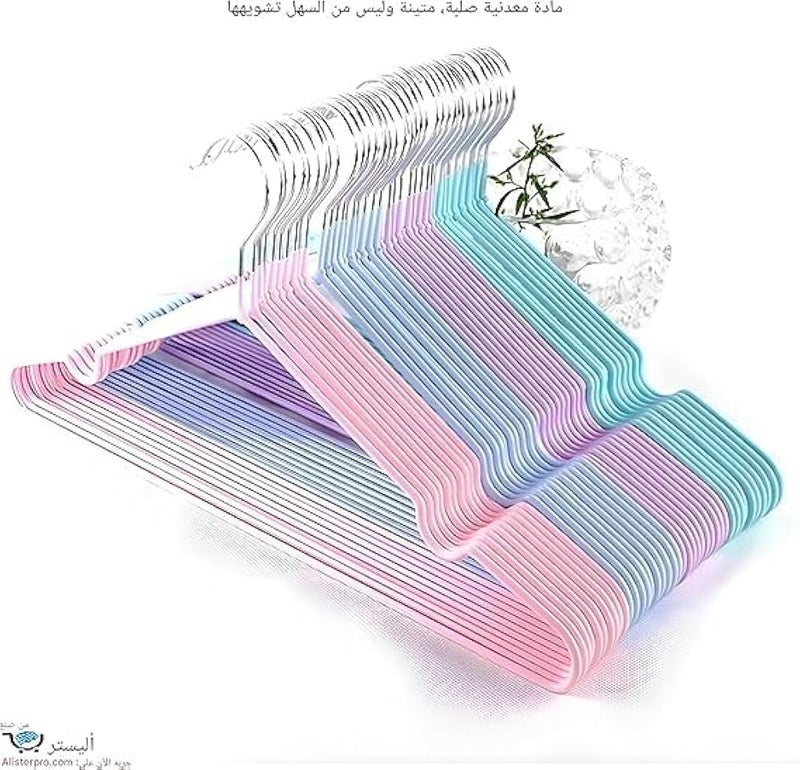 Set Of 10 Pcs Clothes Hangers 40×20cm Non-Slip Metal Hangers – Durable Household Drying Rack, Space-Saving Closet Organizer for Shirts, Dresses & Jackets (Light Blue) - Image 4