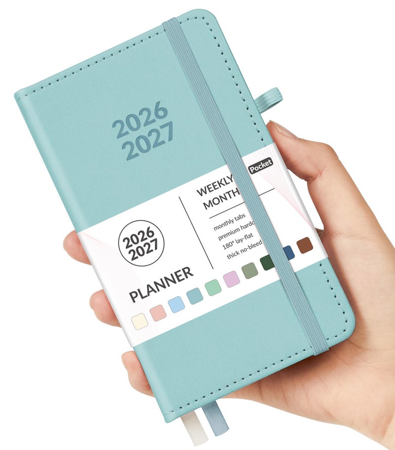 Forvencer Pocket Planner 20262027 Weekly Monthly Planners for Purse 35 x 6 July 2026June 2027 Cute Small Daily Academic Calendar Elastic Band Hardcover Agenda for Women Teacher - Image 2