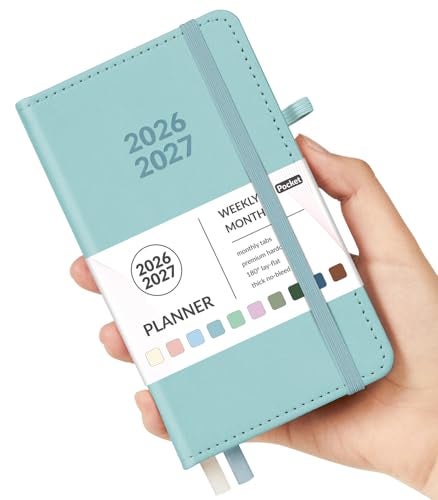 Forvencer Pocket Planner 20262027 Weekly Monthly Planners for Purse 35 x 6 July 2026June 2027 Cute Small Daily Academic Calendar Elastic Band Hardcover Agenda for Women Teacher - Image 1