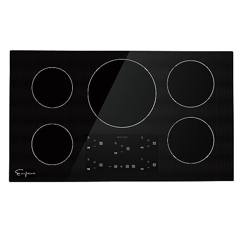 Empava 36” Electric Stove Induction Cooktop with 5 Power Boost Burners Smooth Surface Vitro Ceramic Glass in Black, 36 Inch - Image 1