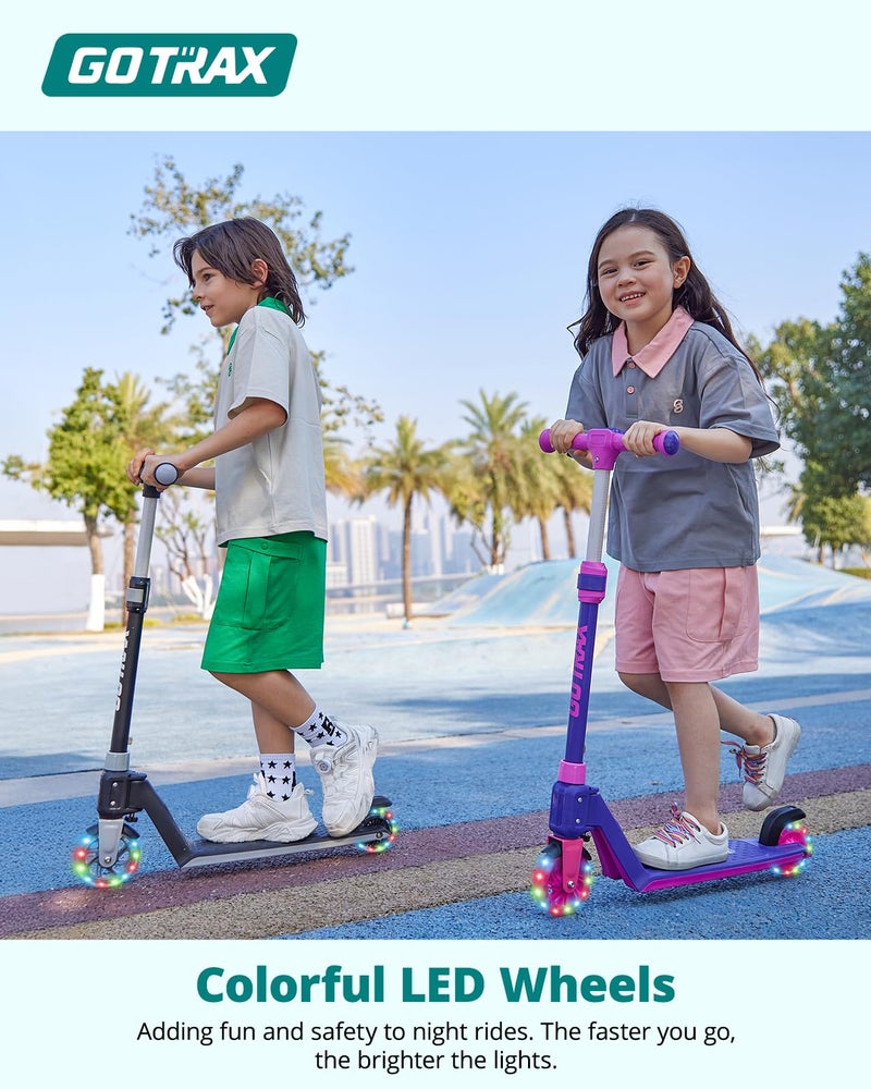 Gotrax K03 Kick Scooter for Kids, 5" LED Lighted Wheels and Adjustable Handlebars, Lightweight Design and Anti-Slip Deck, Max Load 110 Lbs, Kids Scooter for Boys & Girls Ages 3+, Purple - Image 5