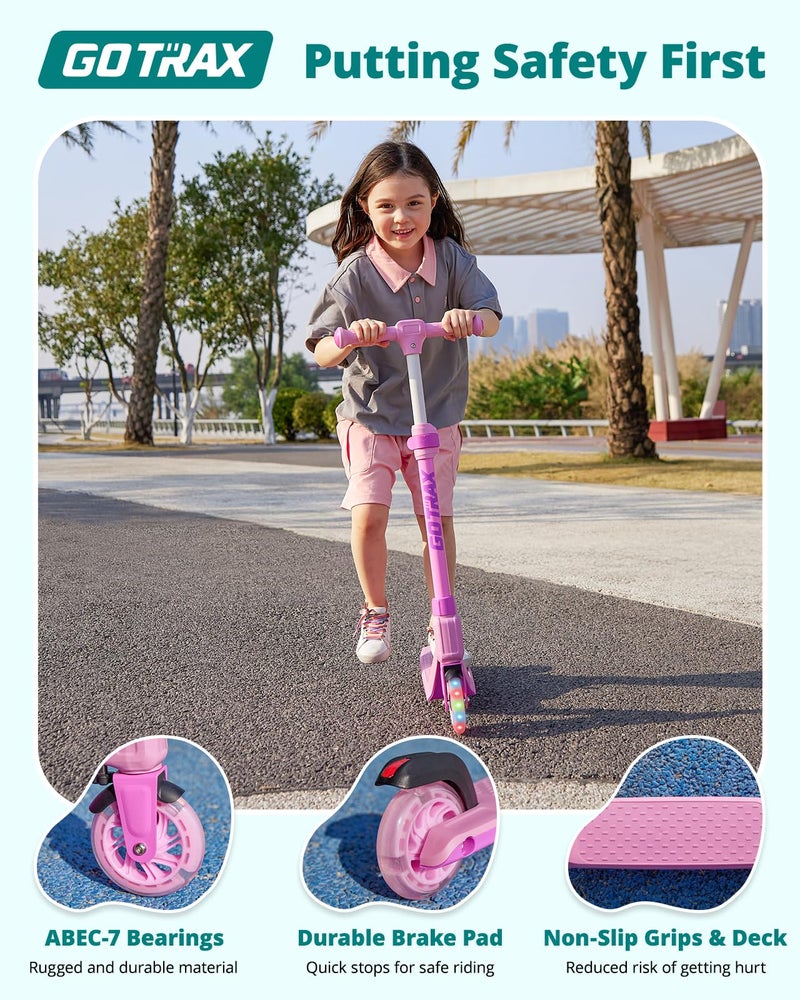 Gotrax K03 Kick Scooter for Kids, 5" LED Lighted Wheels and Adjustable Handlebars, Lightweight Design and Anti-Slip Deck, Max Load 110 Lbs, Kids Scooter for Boys & Girls Ages 3+, Purple - Image 4