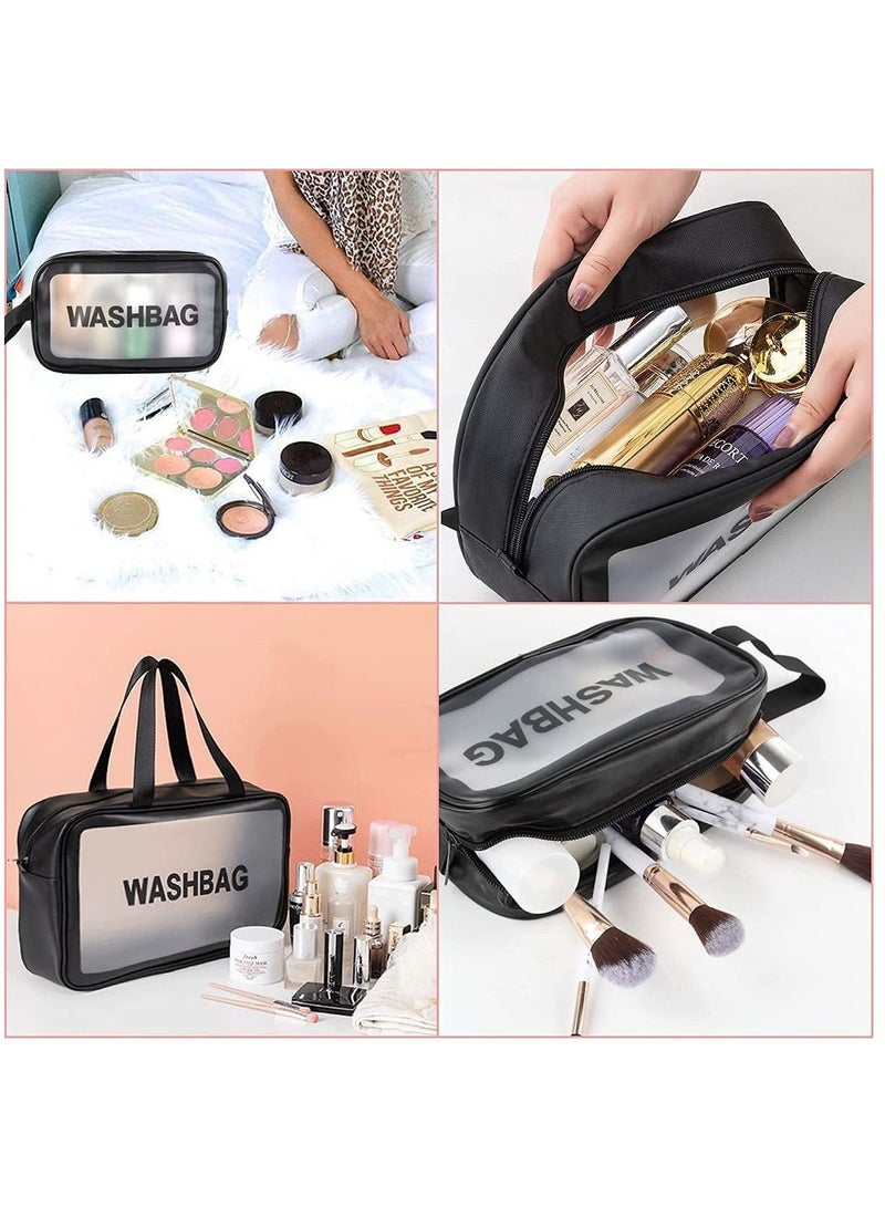 Rubik Toiletry Bag 3Pcs Water Resistant PVC Cosmetic Bag with Zipper Closure & Carry Handle Portable Makeup Organizer Pouch Set for Travel, Bathroom and Organizing (Pink)  - Image 4